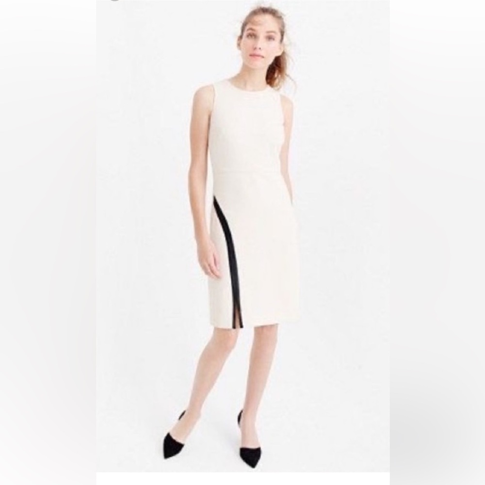 J. Crew Cream and Black Midi Dress